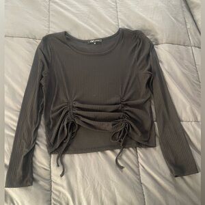 Black Long Sleeve Ruched adjustable Top